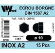 ECROUS BORGNE DIN 1587 INOX A2 D10 X15