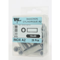 Manchons cylindrique inox a2 m10x40 x25 1