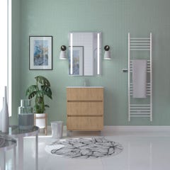 Caisson de salle de bain sur pieds 3 tiroirs l.60 x h.81 x p.45,5 cm décor chêne clair ATOS 1