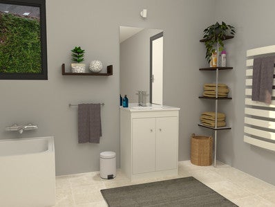 Meuble Salle De Bain Simple Vasque Blanc L 80 X H 80 X P 45 Cm Abby Bricoman