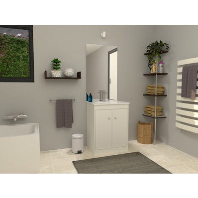 Meuble Salle De Bain Simple Vasque Blanc L 80 X H 80 X P 45 Cm Abby Bricoman