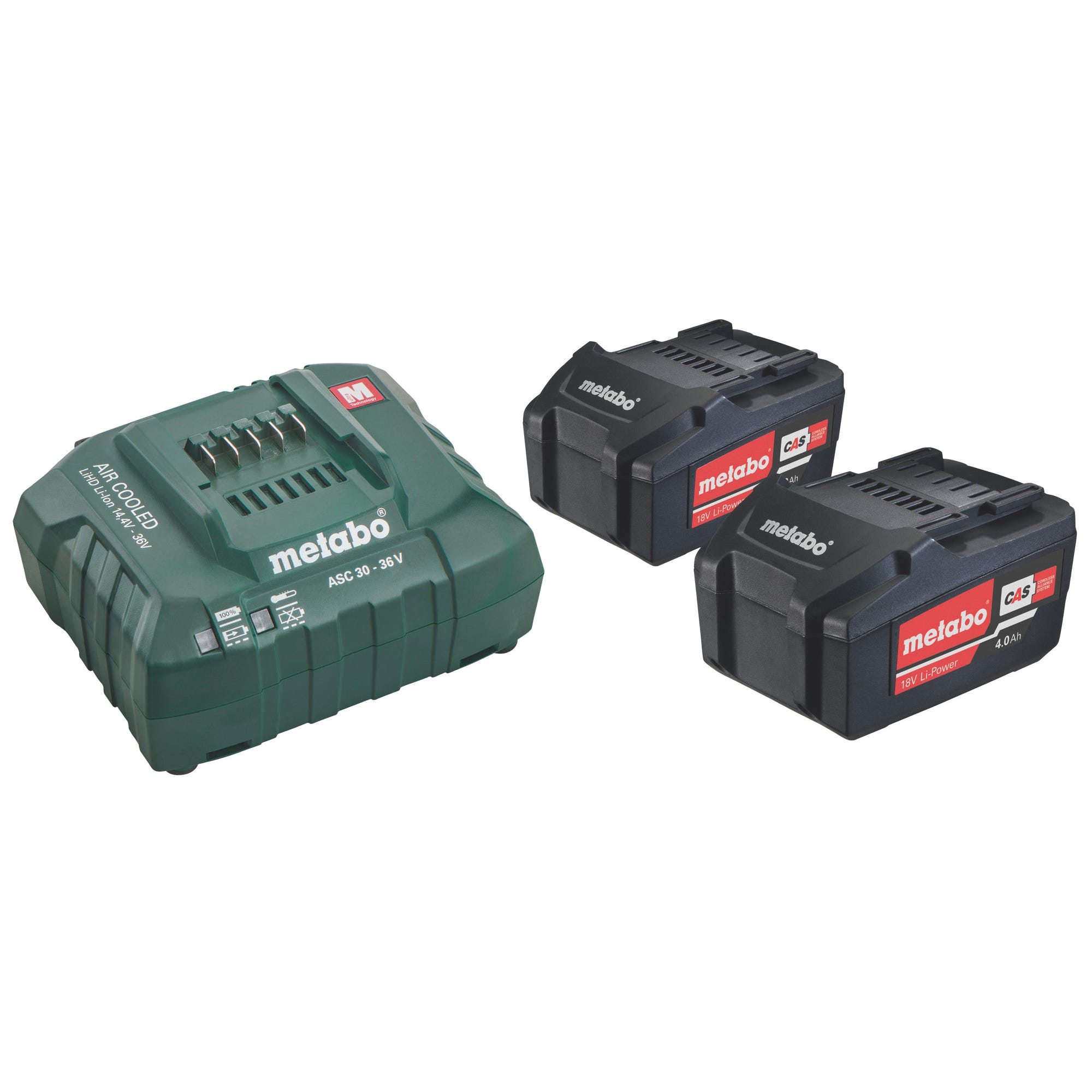 Pack 2 Batteries 18 V 4 Ah Li-Power + chargeur rapide ASC 55 - METABO 0