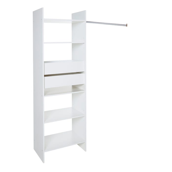 Kit d'aménagement blanc 1 colonne de Larg.60 cm + 2 tiroirs + 1 barre de penderie 0