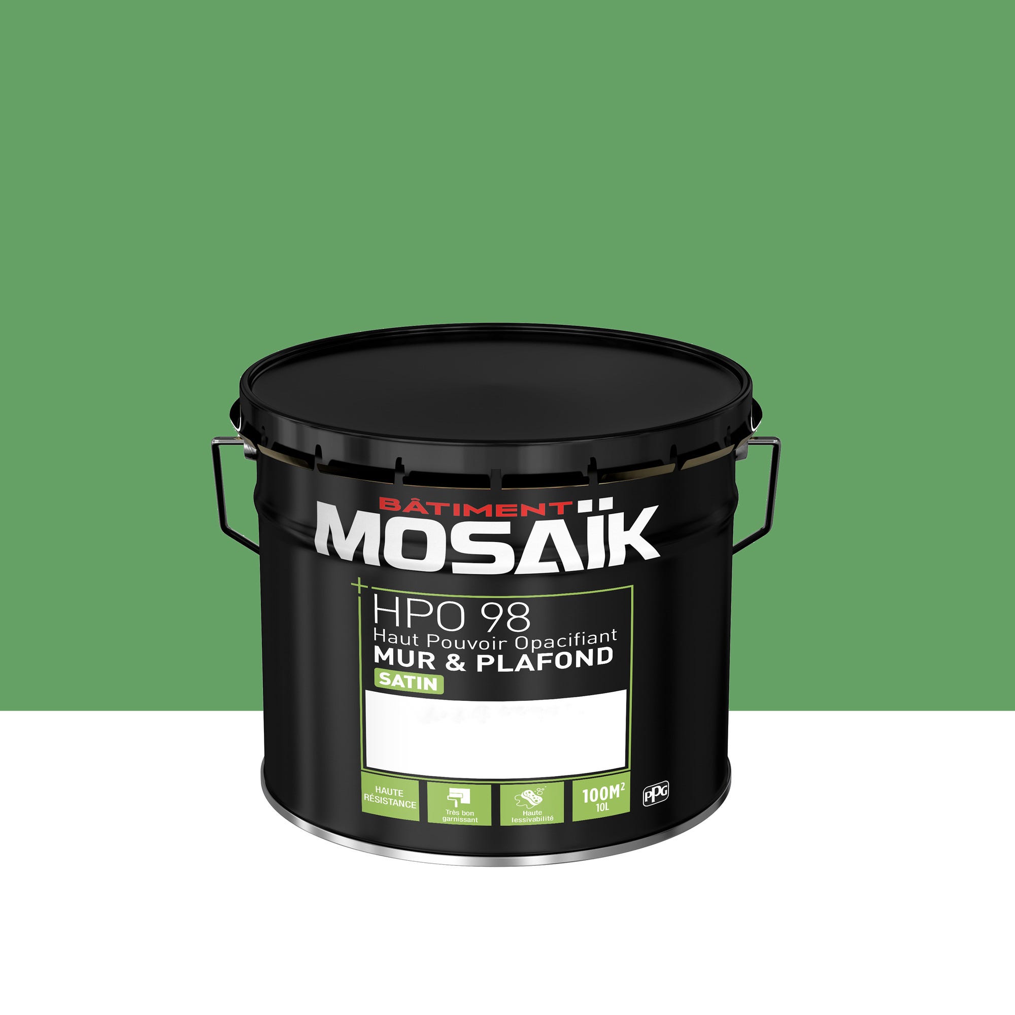 Peinture intérieure satin vert acropéra teintée en machine 10L HPO - MOSAIK 1