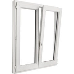 Fenêtre PVC H.135 x l.140 cm ouvrant à la française 2 vantaux blanc 1