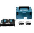 Pack Batterie MAKITA 18V 2 x 5Ah ( bl1850 ) + Chargeur Double empreinte ( DC18RD ) + MAKPAC 197629-2