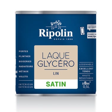 Peinture intérieure et extérieure multi-supports glycéro satin lin 0,5 L - RIPOLIN 2