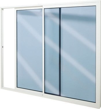 baie coulissante aluminium h 200 x l 240 avec rupture de pont thermique blanc bricoman
