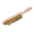 Brosse métallique à main fil laiton manche bois décapage doux - 950390 TECNUM