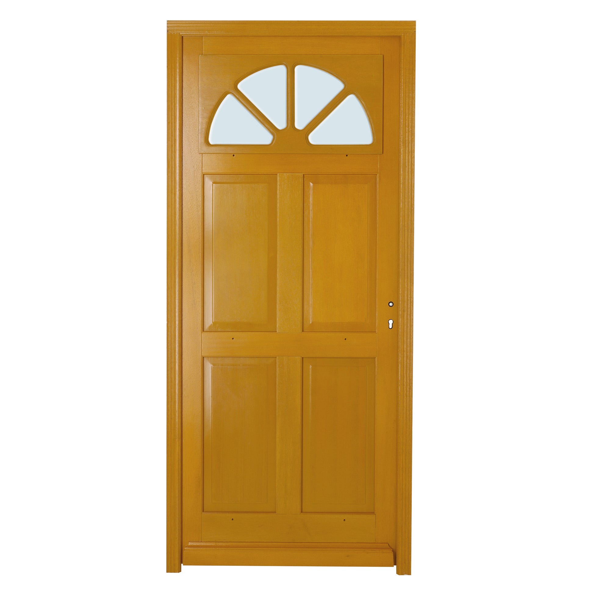 Porte d’entrée bois amarine poussant gauche H.215 x l.90 cm 2