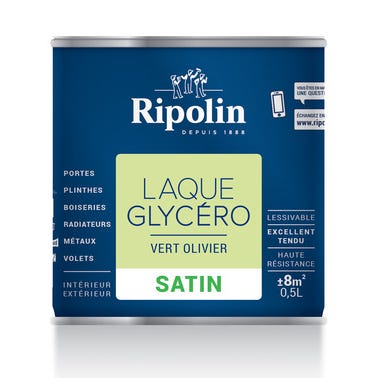 Peinture intérieure et extérieure multi-supports glycéro satin vert olivier 0,5 L - RIPOLIN 2
