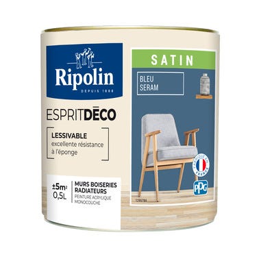 Peinture intérieure multi-supports satin bleu seram 0,5 L Esprit déco - RIPOLIN  2