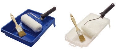 Lot Pour Travaux De Peinture 1 Monture 180 Mm 1 Manchon Fibres Courtes 180 Mm 1 Bax A Peinture 1 L 1 Bac A Peinture Pour Mini Rouleaux 1 Mini Rouleau Fibres Courtes 2 Pinceaux Plats N 30 Et 50 Kenston Bricoman