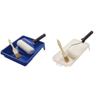 Lot Pour Travaux De Peinture 1 Monture 180 Mm 1 Manchon Fibres Courtes 180 Mm 1 Bax A Peinture 1 L 1 Bac A Peinture Pour Mini Rouleaux 1 Mini Rouleau Fibres Courtes 2 Pinceaux Plats N 30 Et 50 Kenston Bricoman