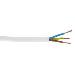 Cable électrique HO5VVF 3G 1,5 mm² blanc 50 m