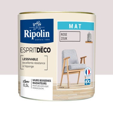 Peinture intérieure multi-supports acrylique mat rose zouk 0,5 L Esprit déco - RIPOLIN 0