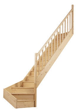 Escalier Quart Tournant Gauche Bas En Sapin Bricoman