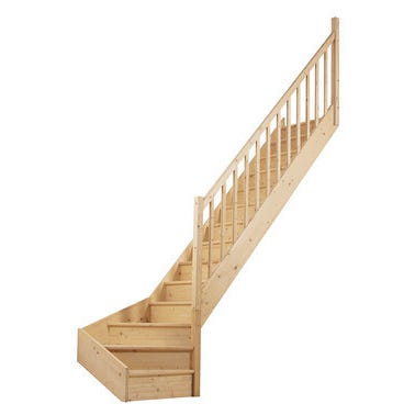 Escalier Quart Tournant Gauche Bas En Sapin Bricoman