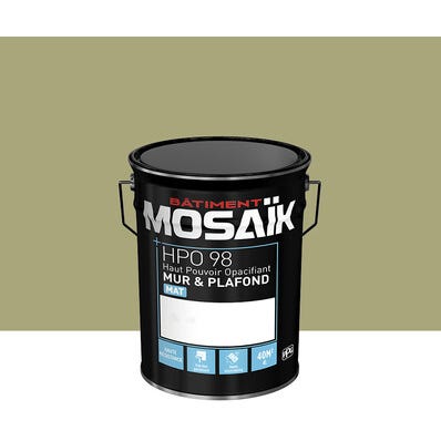 Peinture intérieure mat vert jujubier teintée en machine 4L HPO - MOSAIK 1