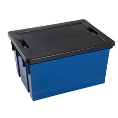 Bac de rangement plastique bleu avec couvercle 50 L - EDA  3