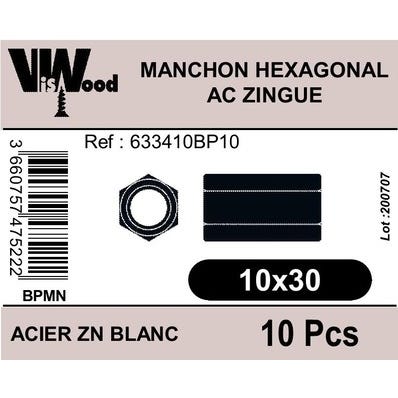 Manchons hexagonal zingué M10X30 x10 - VISWOOD 0