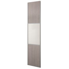 Porte de placard coulissante - 1 Vantail décor Chêne Cendré partitionné miroir 10x600x2500mm
