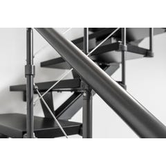 Escalier double quart tournant gris/wengé noir MAS 1.4 050 inox Larg.75 cm 1