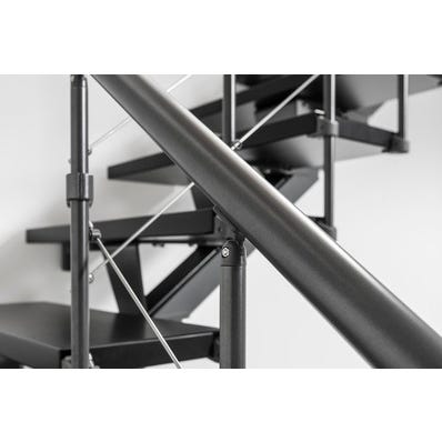 Escalier droit gris/wengé noir MAS 1.4 050 inox Larg.75 cm 1