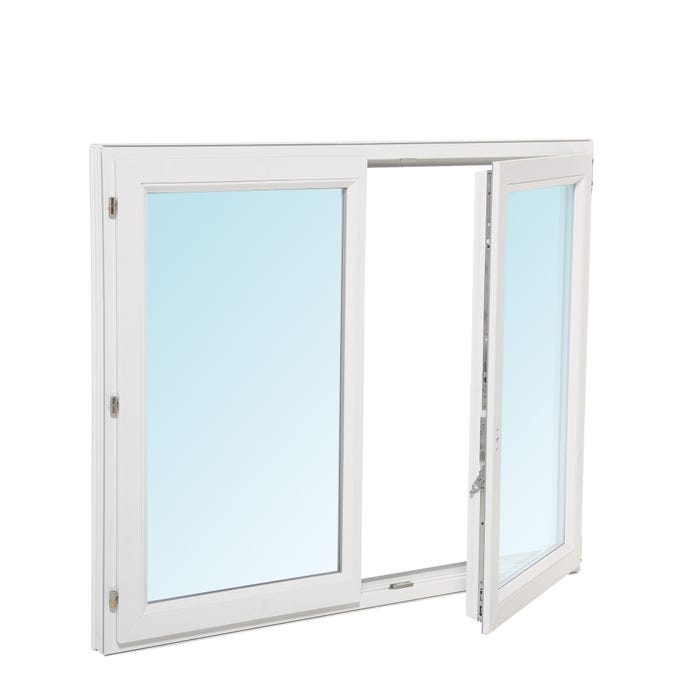 Fenêtre PVC H.115 x l.100 cm ouvrant à la française 2 vantaux blanc 1
