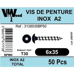 Vis penture torx inox a2 6x35 x50 0