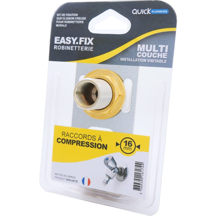 Kit de fixation robinetterie simple pour installation en multicouche à compression Diam.16 mm - Easy Fix 2
