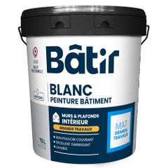Peinture intérieure murs et plafonds acrylique mat blanc 15 L - BATIR 0