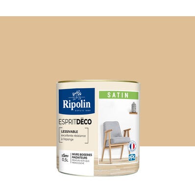Peinture intérieure multi-supports acrylique satin teintéé en machine beige fangs CH2 0977 0,5 L Esprit déco - RIPOLIN 1