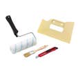 Lot application toile de verre : 1 cutter 12 mm + 1 spatule à maroufler + 1 rouleau + 1 pinceau plat