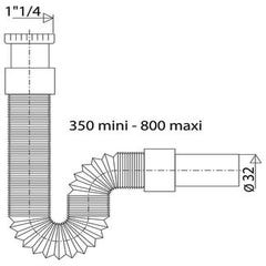 Tuyau flexible et extensible d'évacuation 32 mm Raccord 1'' 1/4