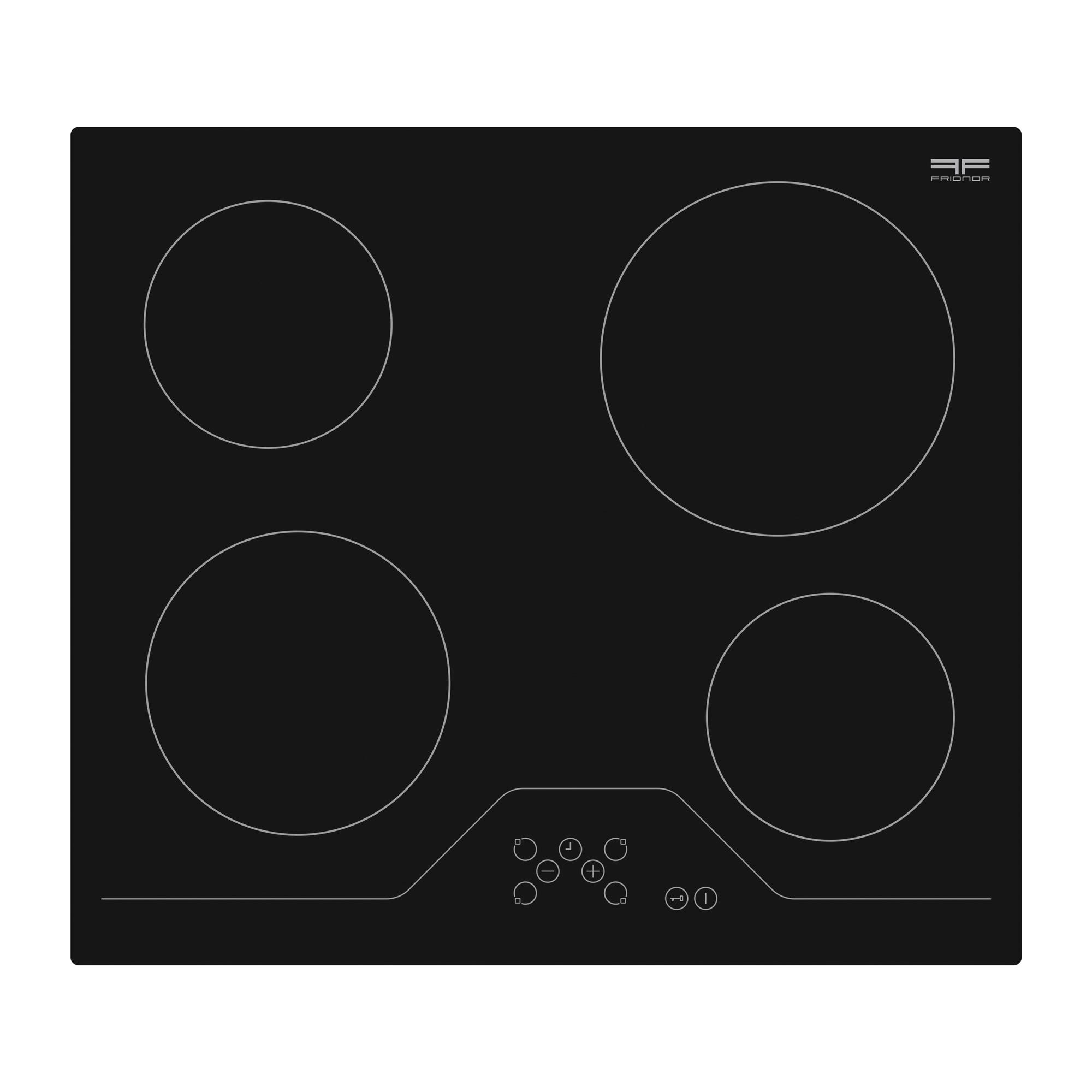 Plaque de cuisson vitrocéramique sensitive 4 foyers en verre noir - TVS64 FRIONOR 1