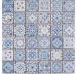 MOSAÏQUE 30 X 30 CM MARBRE PEINT DECORS BLEU