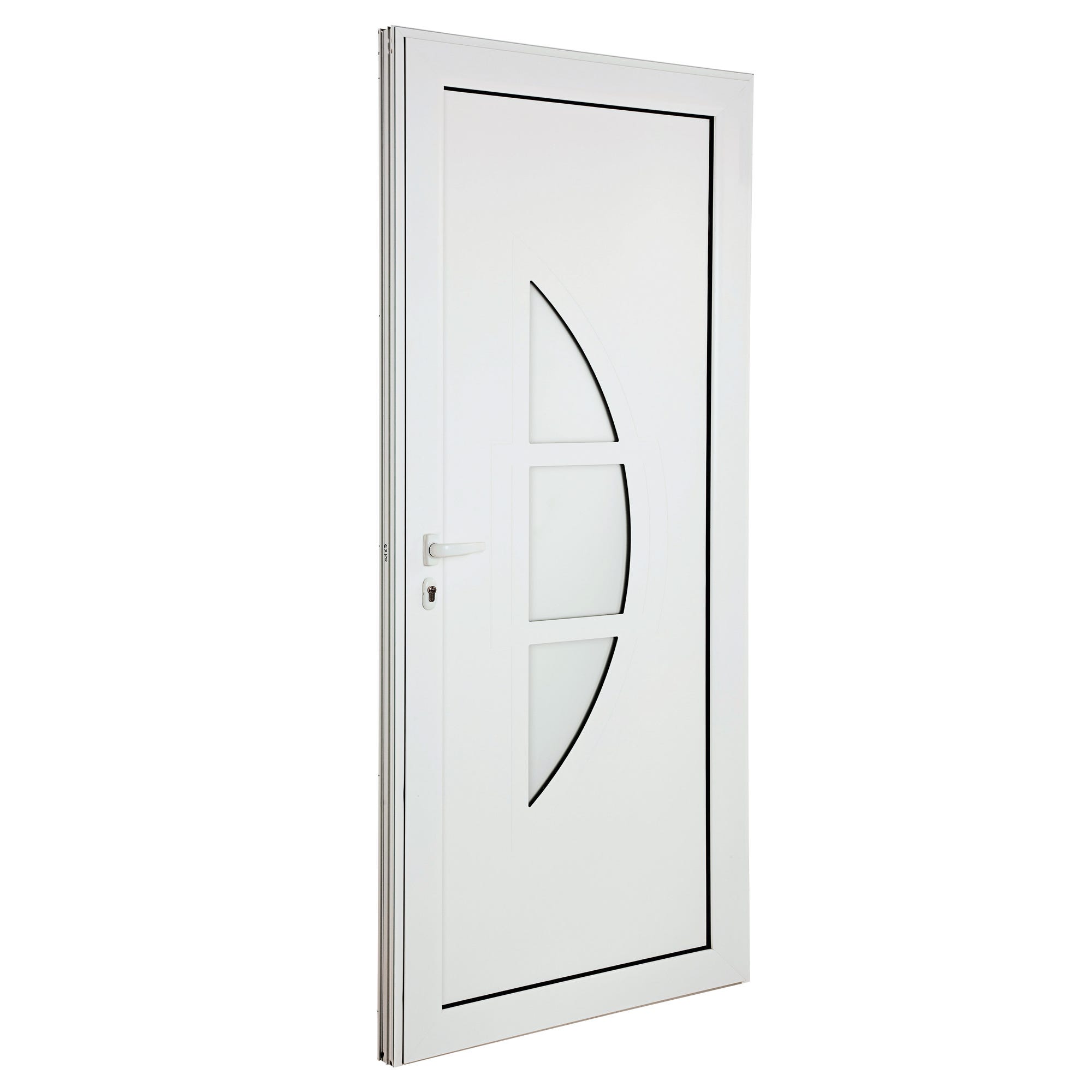 Porte d’entrée aluminium blanc poussant droit H.215 x l.90 cm Vénésia 0
