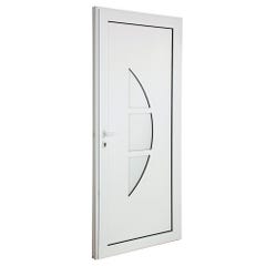 Porte d’entrée aluminium blanc poussant droit H.215 x l.90 cm Vénésia 0