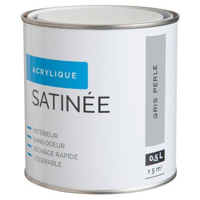 Peinture intérieure multi-supports acrylique satin gris perle 0,5 L 0