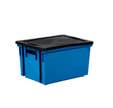 Bac de rangement plastique bleu avec couvercle 10 L - EDA 