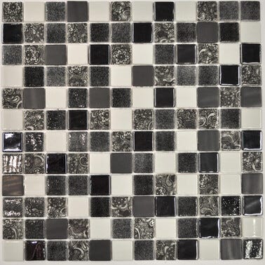 Mosaïque déco noir et blanc l.31 x L.31 cm