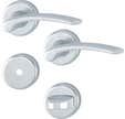 ENSEMBLE POIGNEES DE PORTE SUR ROSACE IBIZA ALUMINIUM FINITION ARGENT CONDAMNATION