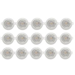 15 SPOTS ORIENTABLES BLANC LED GU10 345LM 3000K 0