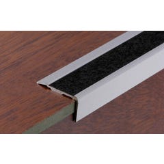 Nez de marche aluminium anodisé + bande antidérapante noire à visser  L.110 x l.3,2 cm 0