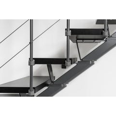 Escalier double quart tournant gris/wengé noir MAS 1.4 050 inox Larg.75 cm 7