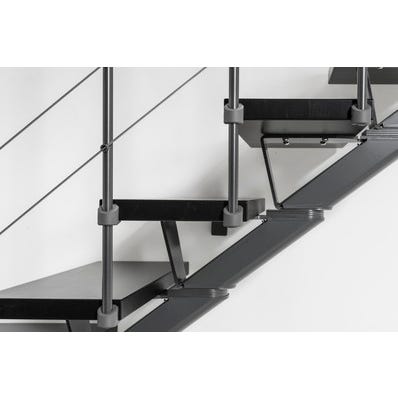 Escalier double quart tournant gris/wengé noir MAS 1.4 050 inox Larg.75 cm 7