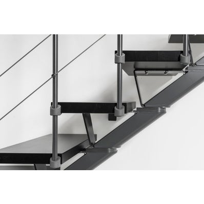 Escalier droit gris/wengé noir MAS 1.4 050 inox Larg.75 cm 10