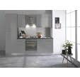 Cuisine complète 240 cm avec électroménagers Gris clair laqué - Lune