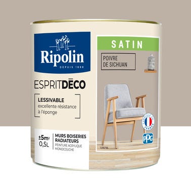 Peinture intérieure multi-supports acrylique satin poivre sichuan 0,5 L Esprit déco - RIPOLIN  0